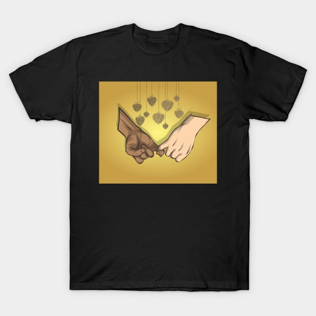 Pinky promise pinky swear i swear vintage doodle heart background couple pinky swear drawing poster T-Shirt by Modern Art